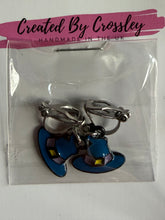 Load image into Gallery viewer, Blue Witch Hat Clip On Earrings
