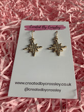 Load image into Gallery viewer, Gold Gem Star Charm Earrings
