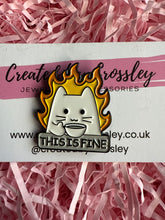 Load image into Gallery viewer, “This Is Fine” Cat Pin Badge

