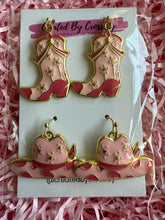 Load image into Gallery viewer, Pink Cowboy Earring Duo
