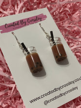 Load image into Gallery viewer, Brown Bubble Tea Charm Earrings
