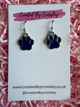 Load image into Gallery viewer, Blue Paw Print Charm Earrings
