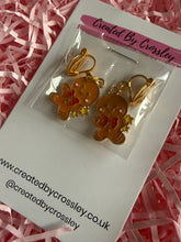 Load image into Gallery viewer, Gingerbread Man Clip On Earrings
