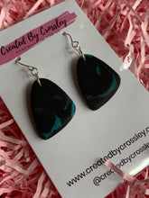 Load image into Gallery viewer, Black Blue Clay Earrings
