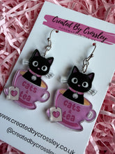 Load image into Gallery viewer, Tea Cat Charm Earrings
