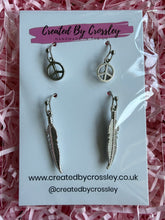 Load image into Gallery viewer, Peace Feather Earring Duo
