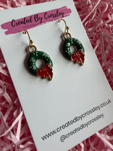 Load image into Gallery viewer, Christmas Wreath Charm Earrings
