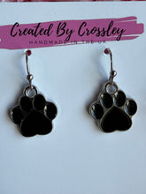 Load image into Gallery viewer, Black Paw Print Charm Earrings
