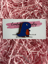 Load image into Gallery viewer, Blue Dinosaur Pin Badge
