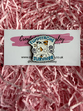 Load image into Gallery viewer, “Tummyache Survivor” Cat Pin Badge
