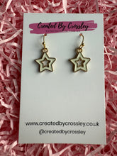 Load image into Gallery viewer, White Outline Star Charm Earrings
