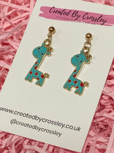 Load image into Gallery viewer, Colourful Giraffe Charm Earrings
