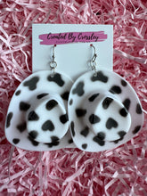 Load image into Gallery viewer, Large Black and White Cowboy Hat Charm Earrings
