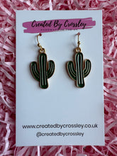 Load image into Gallery viewer, Green Cactus Charm Earrings
