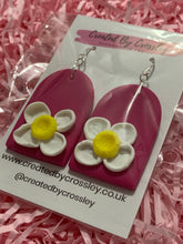 Load image into Gallery viewer, Pink Flower Arch Clay Earrings
