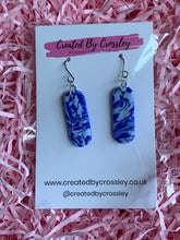 Load image into Gallery viewer, Blue Patterned Clay Earrings
