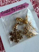 Load image into Gallery viewer, Snowflake Clip On Earrings
