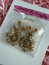Load image into Gallery viewer, Gem Snowflake Clip On Earrings
