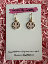Load image into Gallery viewer, Light Pink Happy Face Charm Earrings
