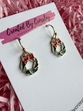 Load image into Gallery viewer, Mini Christmas Wreath Charm Earrings
