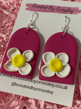 Load image into Gallery viewer, Pink Flower Arch Clay Earrings
