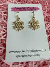 Load image into Gallery viewer, Gem Snowflake Charm Earrings
