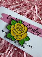 Load image into Gallery viewer, Yellow Rose Flower Pin Badge
