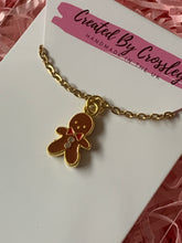 Load image into Gallery viewer, Gingerbread Man Gem Charm Necklace
