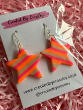 Load image into Gallery viewer, Striped Star Clay Earrings
