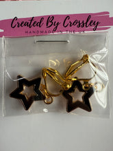 Load image into Gallery viewer, Black Outline Star Clip On Earrings
