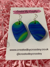 Load image into Gallery viewer, Blue and Green Clay Earrings
