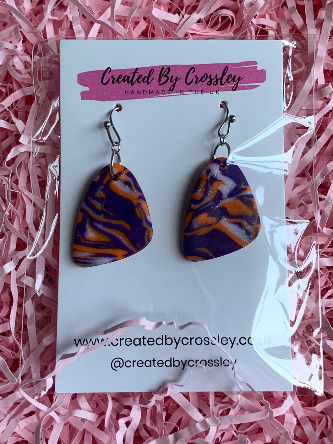 Purple Pattern Clay Earrings