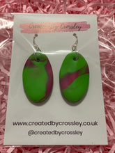 Load image into Gallery viewer, Green and Pink Oval Earrings
