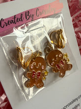 Load image into Gallery viewer, Gingerbread Man Clip On Earrings
