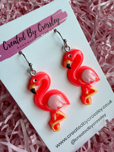 Load image into Gallery viewer, Flamingo Charm Earrings
