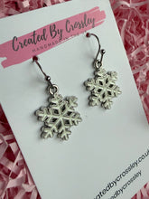 Load image into Gallery viewer, White Snowflake Charm Earrings
