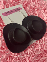 Load image into Gallery viewer, Large Black Cowboy Hat Charm Earrings
