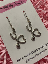 Load image into Gallery viewer, Heart Stethoscope Charm Earrings
