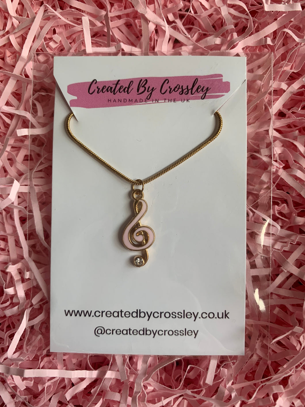 Light Pink Treble Clef Necklace