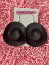 Load image into Gallery viewer, Large Black Cowboy Hat Charm Earrings
