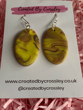 Load image into Gallery viewer, Yellow Purple Oval Clay Earrings
