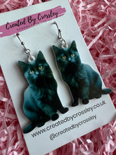 Load image into Gallery viewer, Black Cat Charm Earrings
