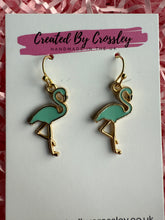 Load image into Gallery viewer, Blue Flamingo Charm Earrings
