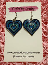 Load image into Gallery viewer, Large Blue Heart Charm Earrings
