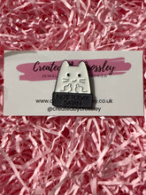 Load image into Gallery viewer, “Not Today Satan” White Cat Pin Badge
