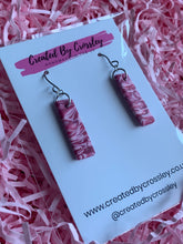 Load image into Gallery viewer, Pink Patterned Rectangle Clay Earrings
