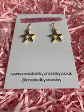 Load image into Gallery viewer, Gold Star Outline Charm Earrings
