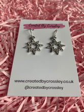 Load image into Gallery viewer, Silver Gem Star Outline Charm Earrings
