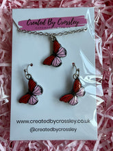 Load image into Gallery viewer, Red Pink Butterfly Jewellery Set
