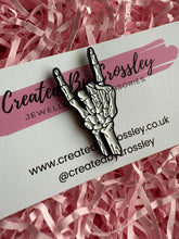 Load image into Gallery viewer, Skeleton Hand Pin Badge
